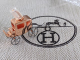 HERMES Pink Plated Gold Curiosite Caleche Carriage Charm Amulette Pendant Breloque