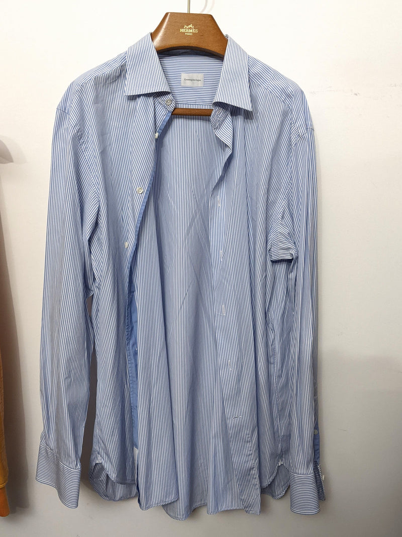 ERMENEGILDO ZEGNA Blue Men's Long Sleeves Shirt, Sz44