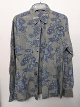 HERMES Flowers Silk/Cotton Men's Long Sleeves Shirt, Sz42