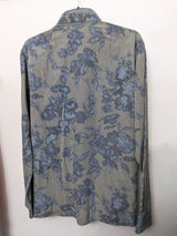 HERMES Flowers Silk/Cotton Men's Long Sleeves Shirt, Sz42