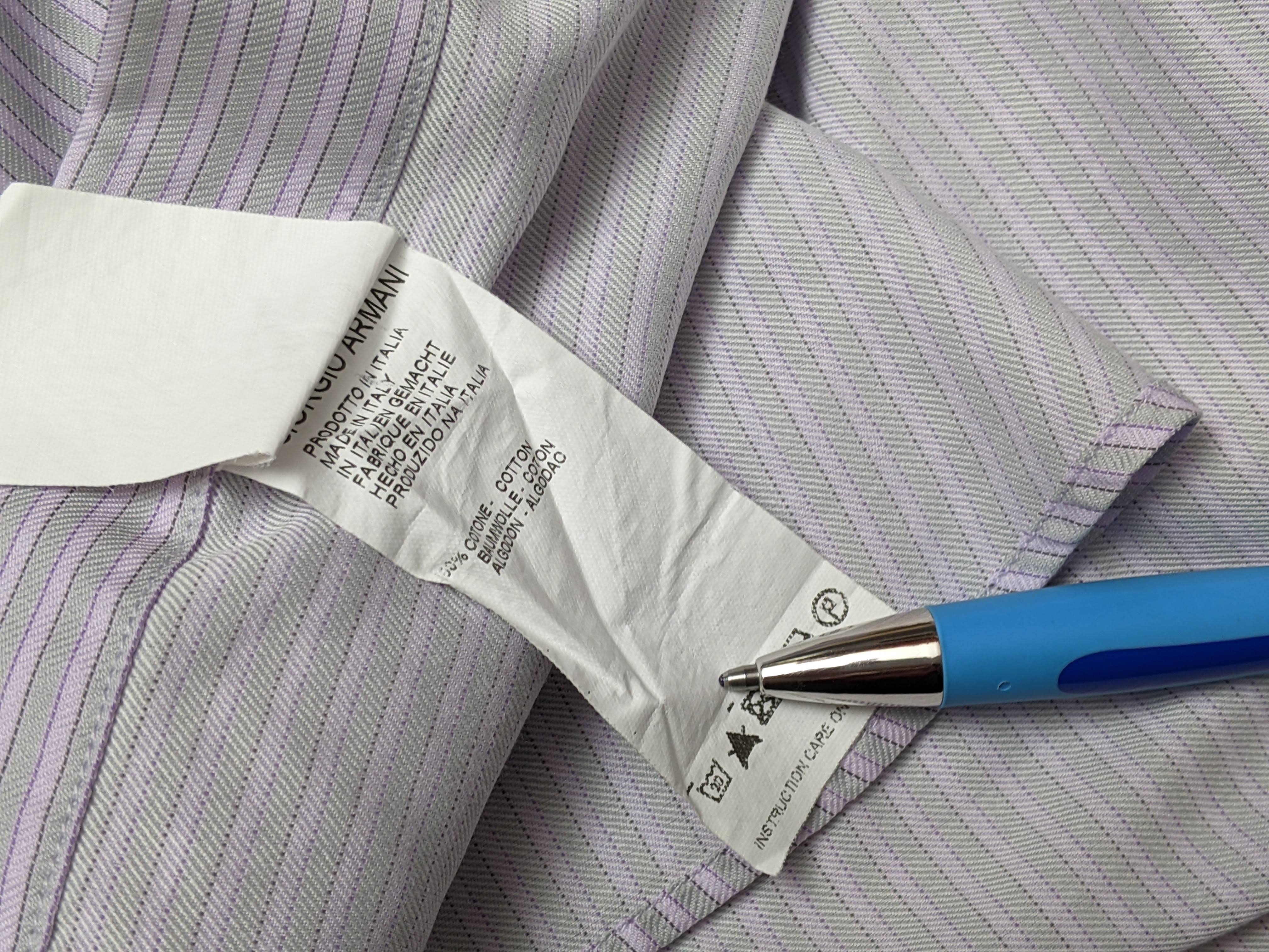 GIORGIO ARMANI Lined Cotton Men's Long Sleeves Shirt, Sz44