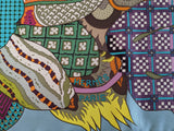 HERMES 2011 Fuchsia/Blue Fleurs d'Indiennes Twill Scarf 90 x 90 cm