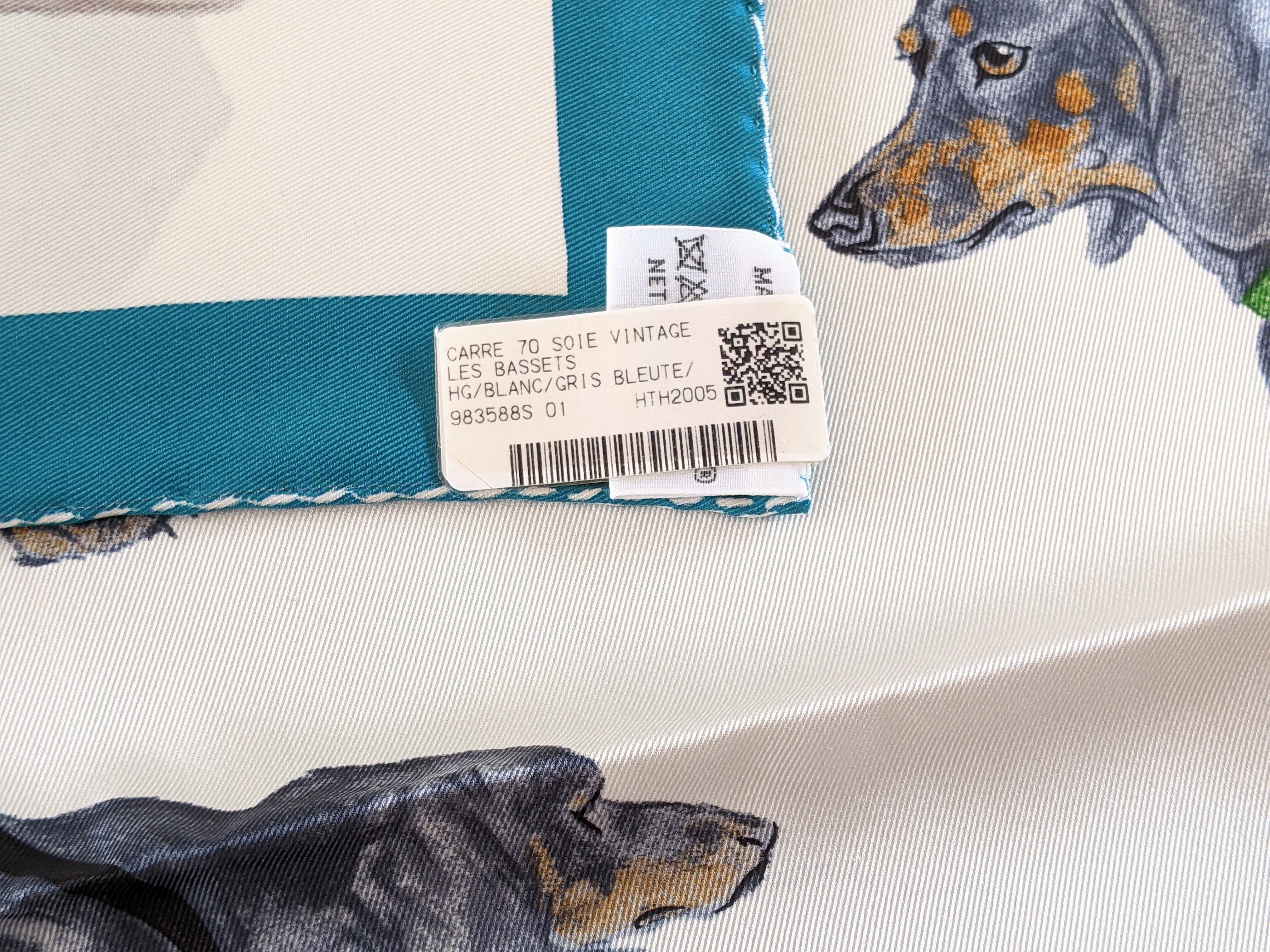 HERMES Les Bassets (Teckels, Dachshunds) by Xavier de Poret Vintage Silk 70 x 70 cm