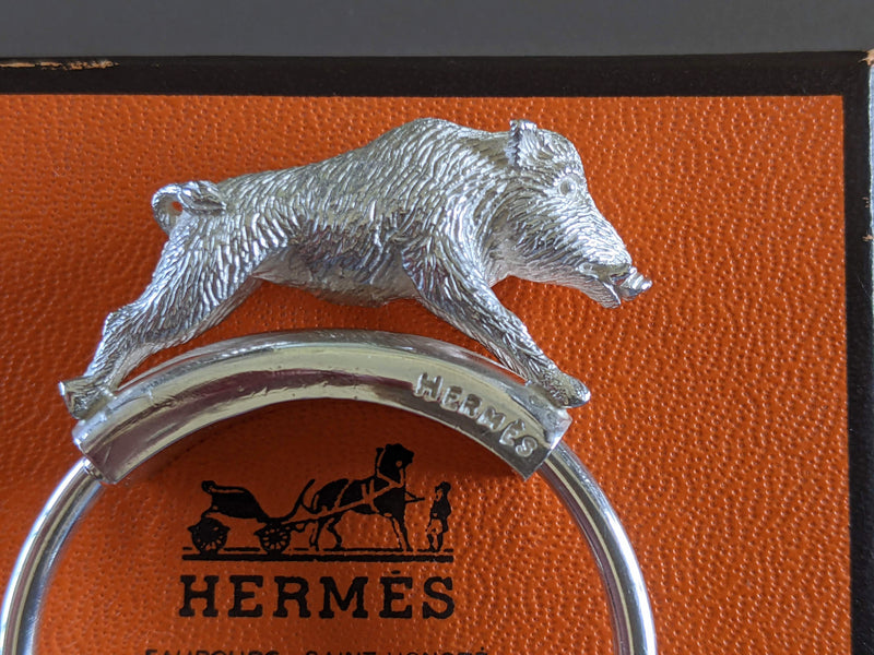HERMES Vintage Wild Boar Key Ring, Rare!