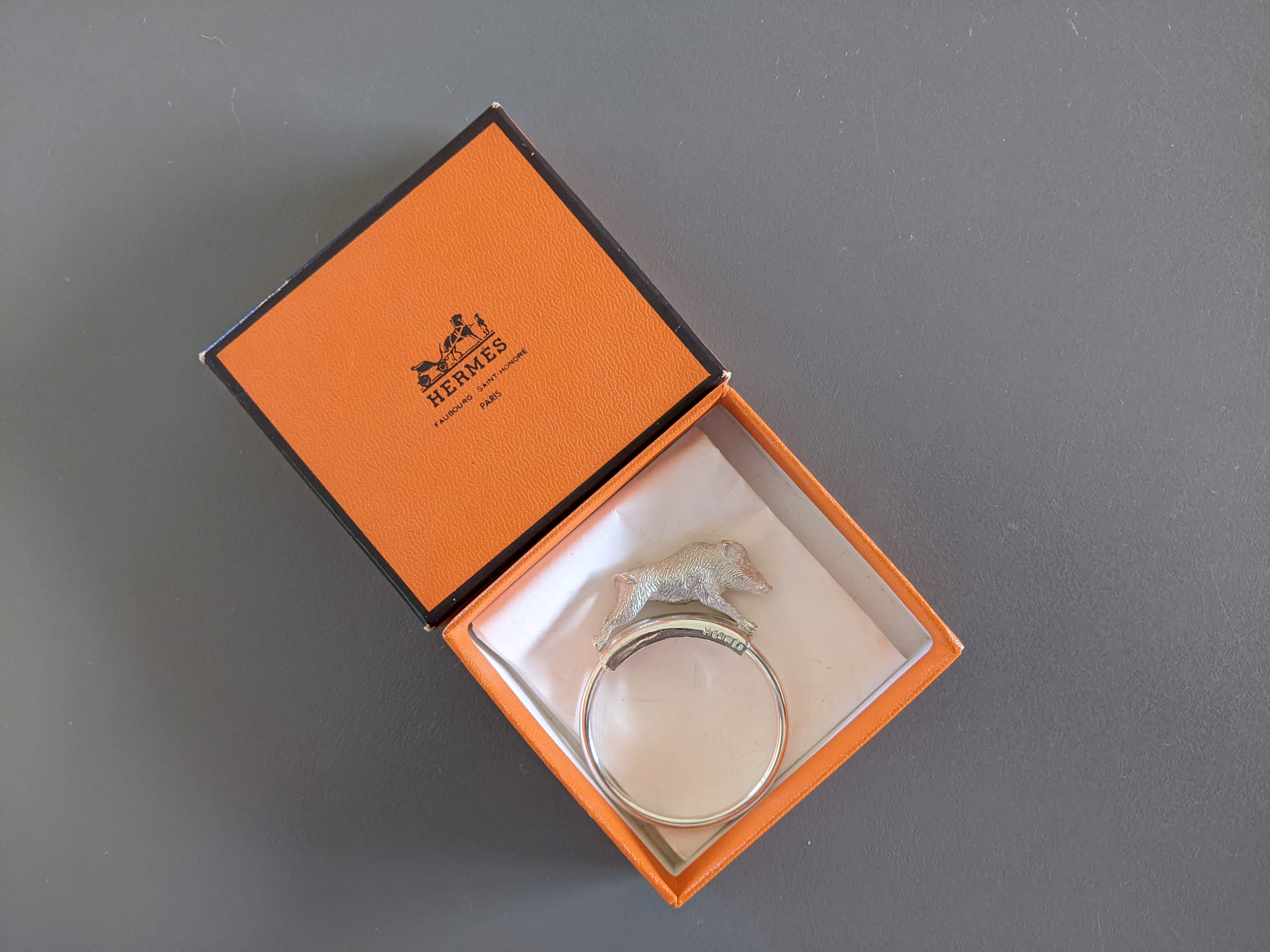HERMES Vintage Wild Boar Key Ring, Rare!
