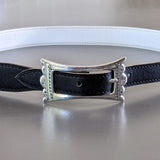 HERMES 1999 Women's Black/White Belt Touareg 24 mm in Size 75