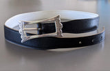 HERMES 1999 Women's Black/White Belt Touareg 24 mm in Size 75