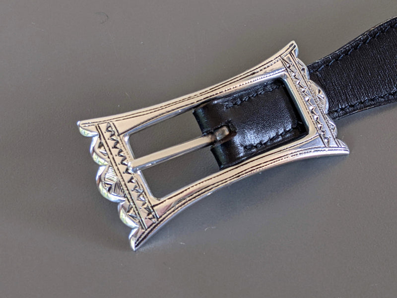 HERMES 1999 Women's Black/White Belt Touareg 24 mm in Size 75