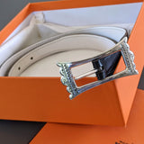 HERMES 1999 Women's Black/White Belt Touareg 24 mm in Size 75