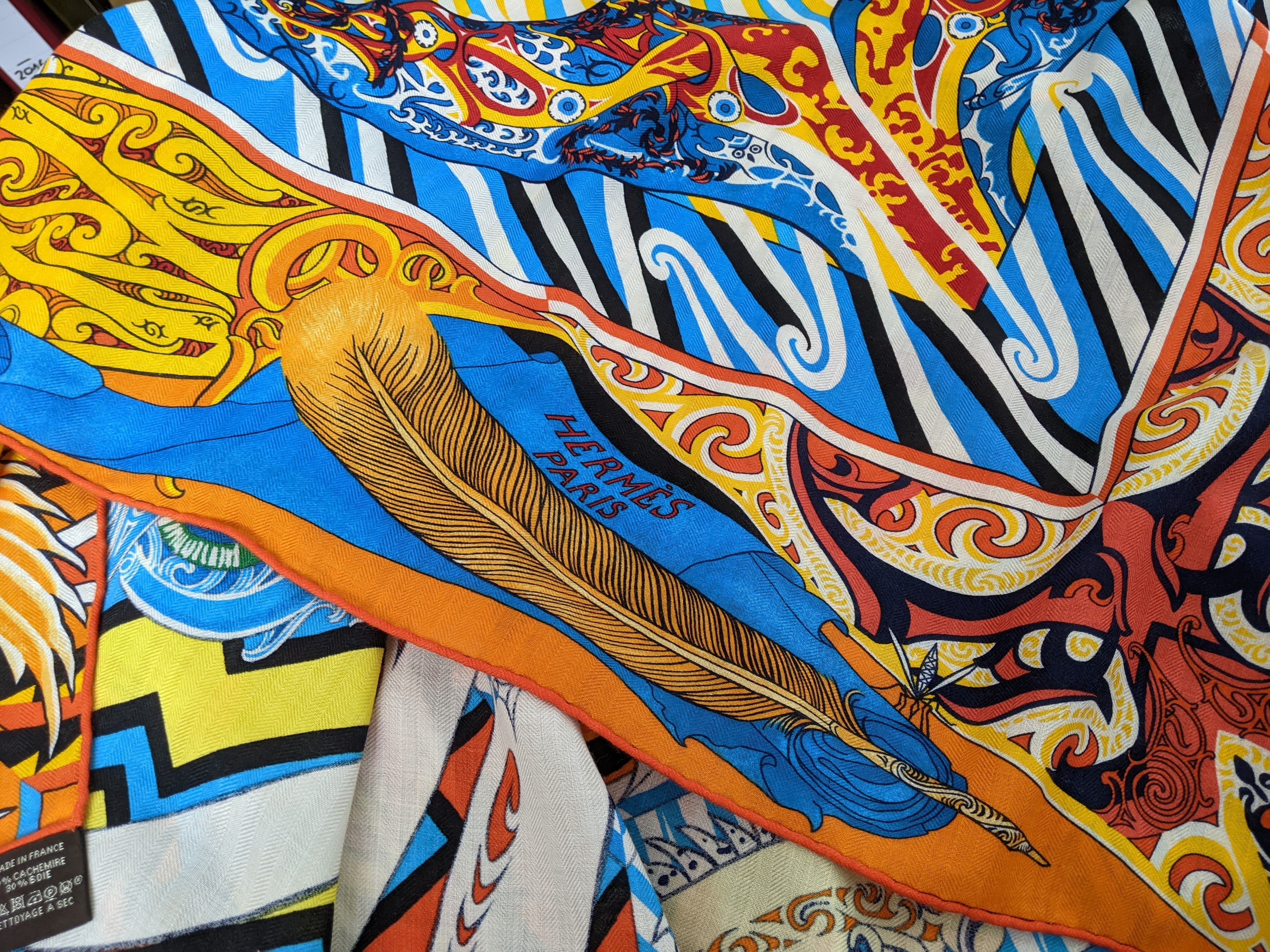 HERMES Kawa Ora by Te Rangitu Netana Cashmere Shawl 140 x 140 cm