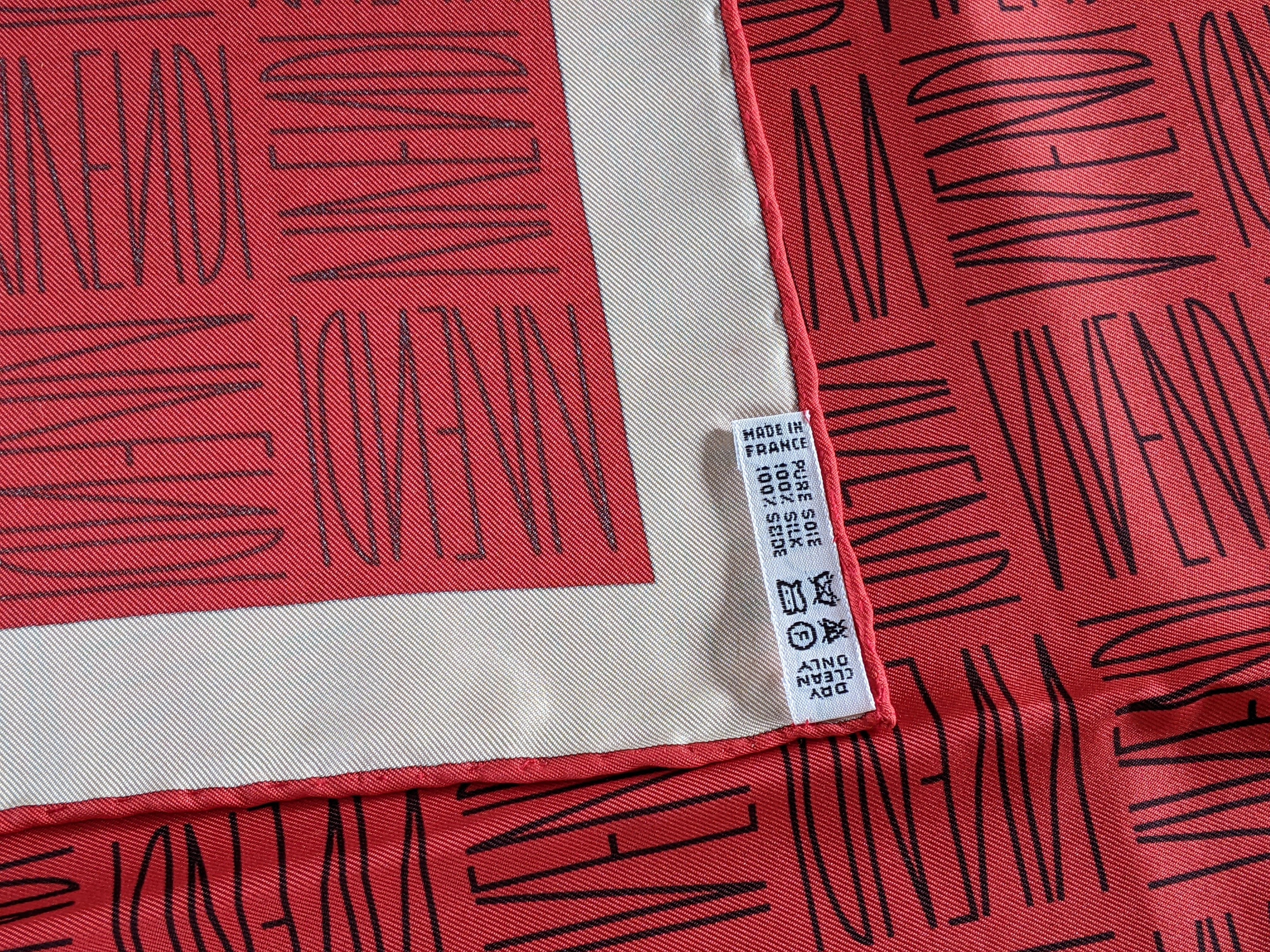HERMES for VIVENDI Red 1996 Special Issue Twill Silk Scarf 90 x 90 cm