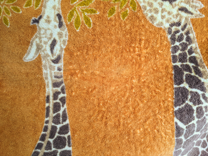 HERMES Vintage LES TROIS GRACES Girafes Terry Beach Towel 90 x 150 cm, Damaged!