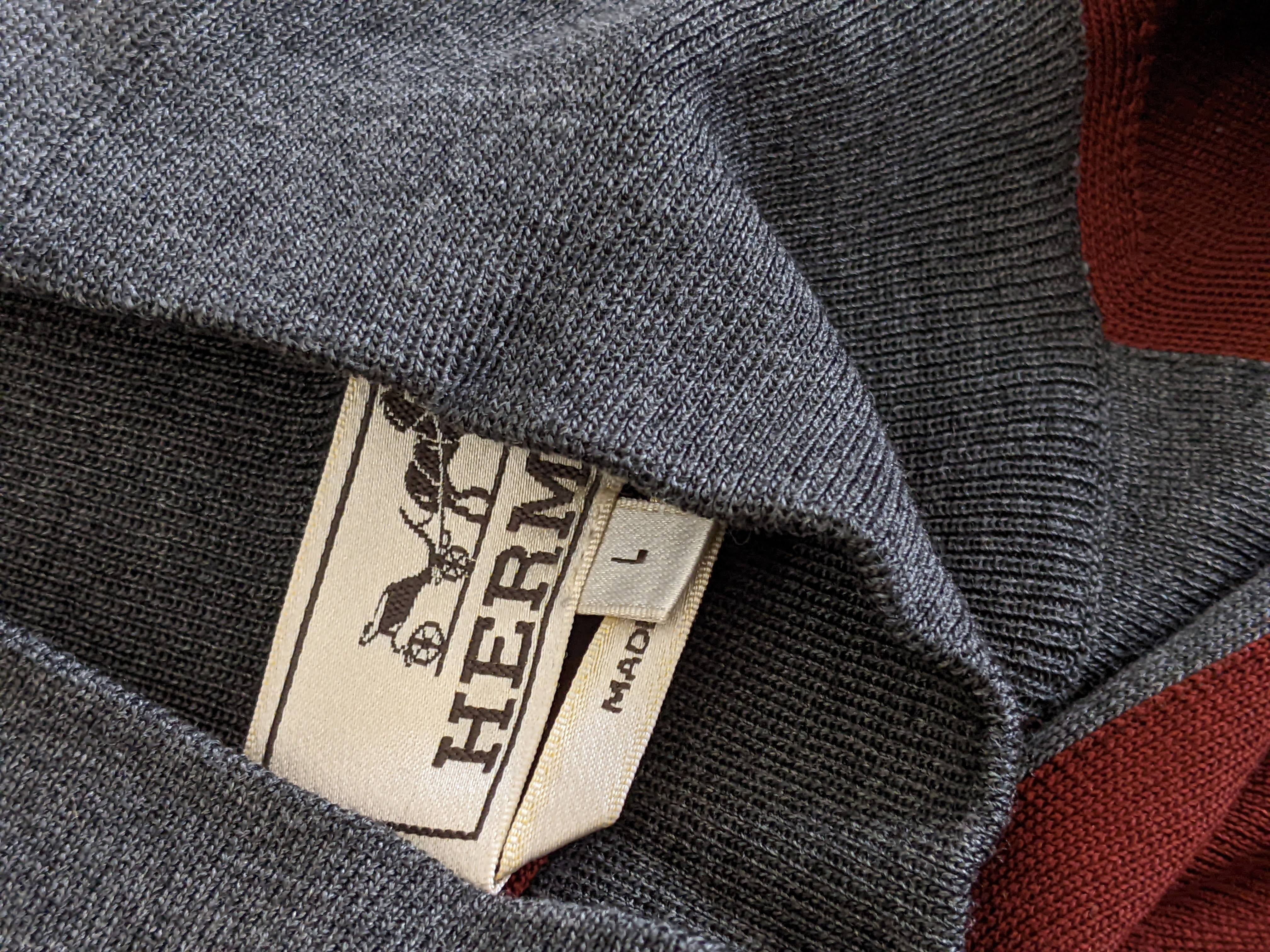 HERMES Men’s silk high-collar sweater Sz L