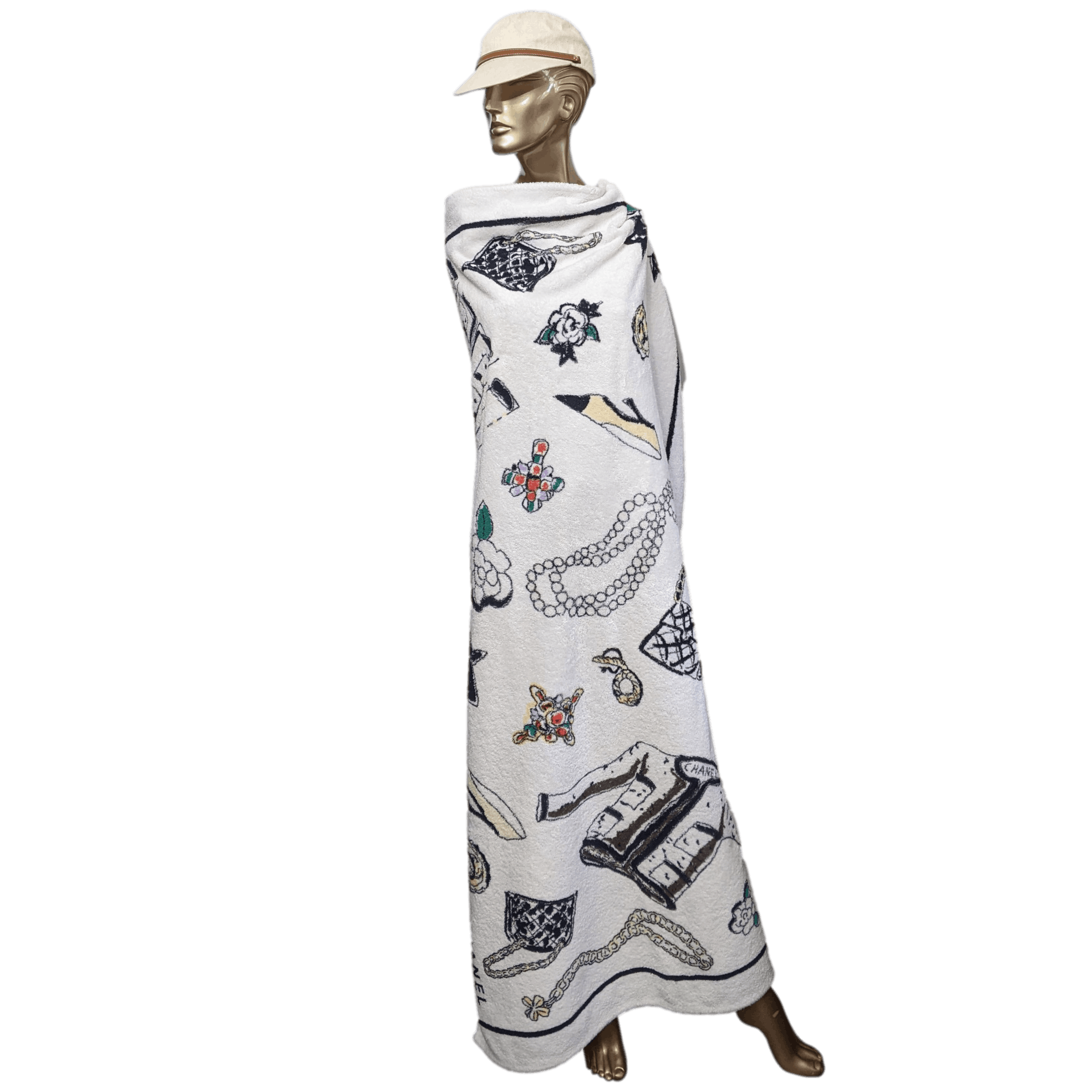 CHANEL 1994 Accessoiries y Karl Lagerfell Beach Towel  90 x 150 cm