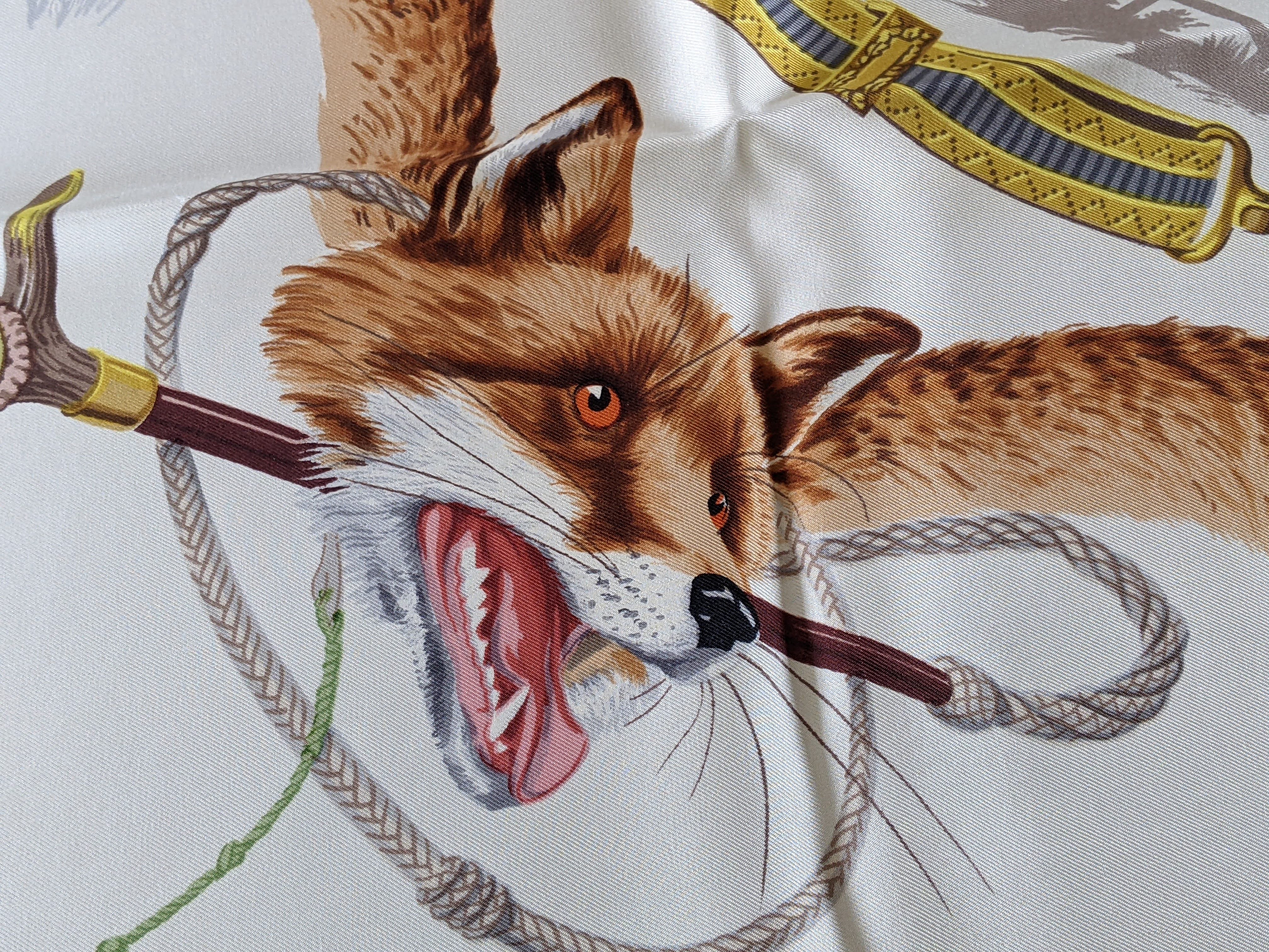 HERMES Chasse au Renard Hugo Grygkar Scarf 90