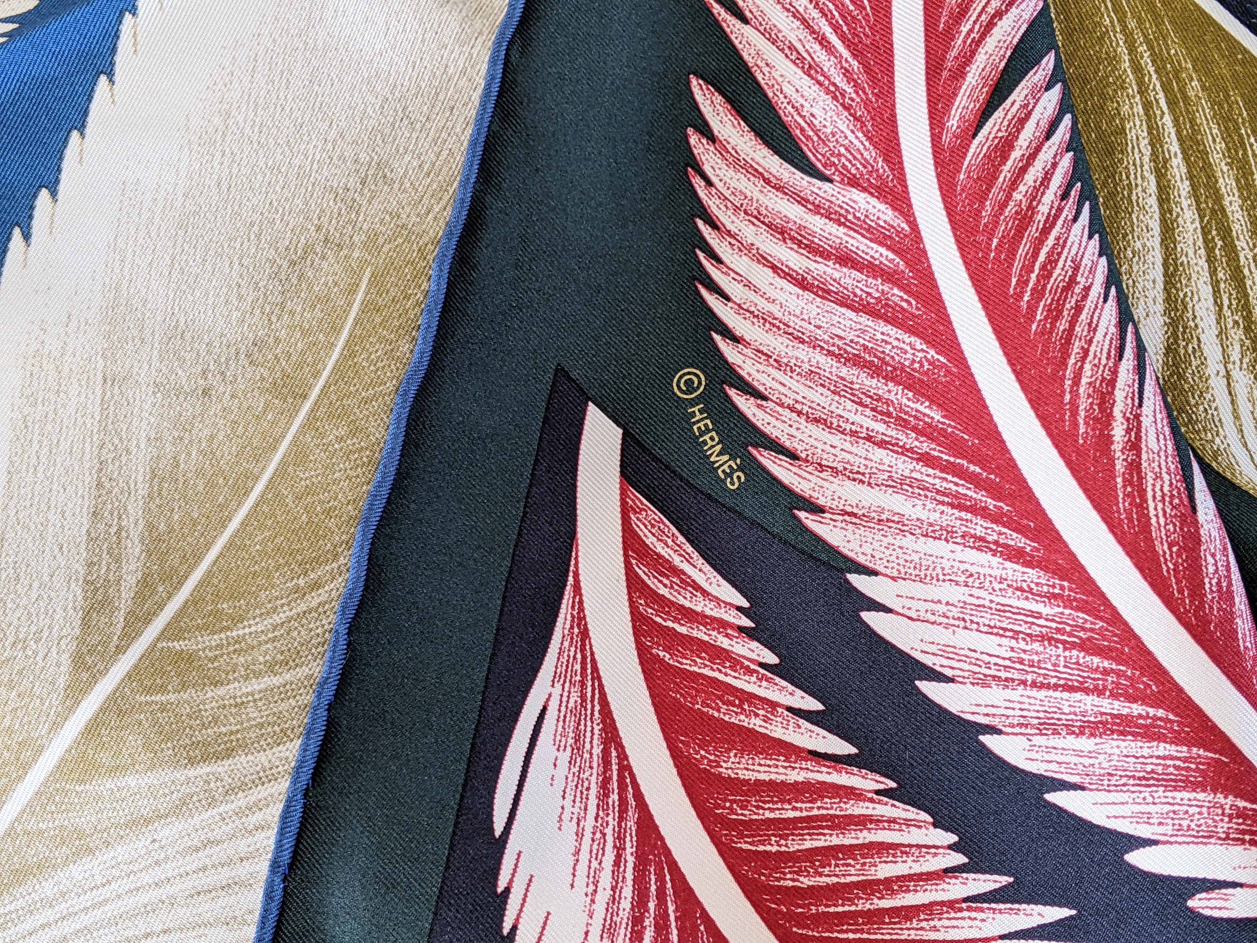 HERMES A la Plume Florence Manlik Silk Twill Shawl 140