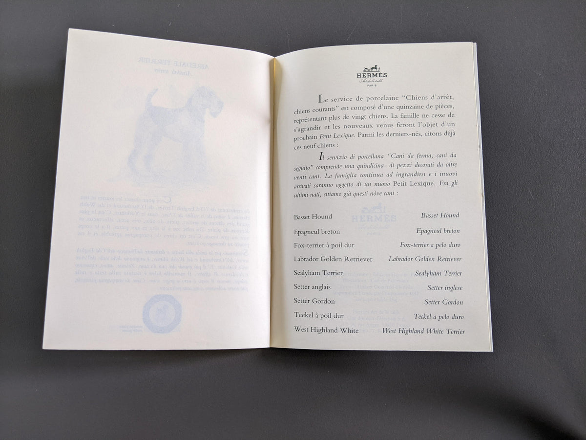 HERMES Petit Lexique of Pointing and Hunting Dogs Vol. I Rare Hermes Booklet