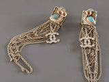 CHANEL Owl CC Logo Crystal Tassel Earrings Gold Tone 2018 with Box