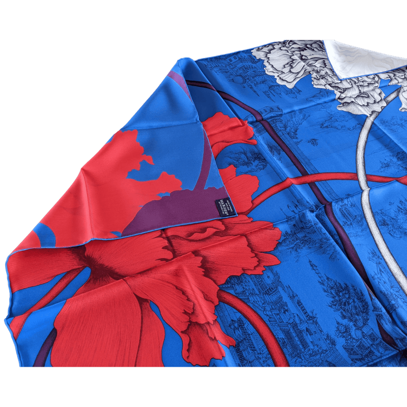 HERMES A L'Ombre des Pivoines Twill Silk Scarves 90 x 90 cm