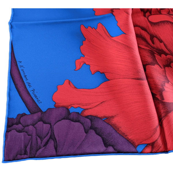 HERMES A L'Ombre des Pivoines Twill Silk Scarves 90 x 90 cm