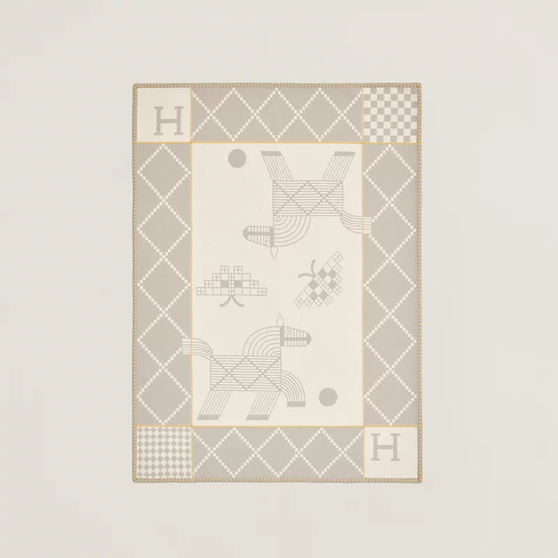 HERMES Animaux Natte gris plaid New