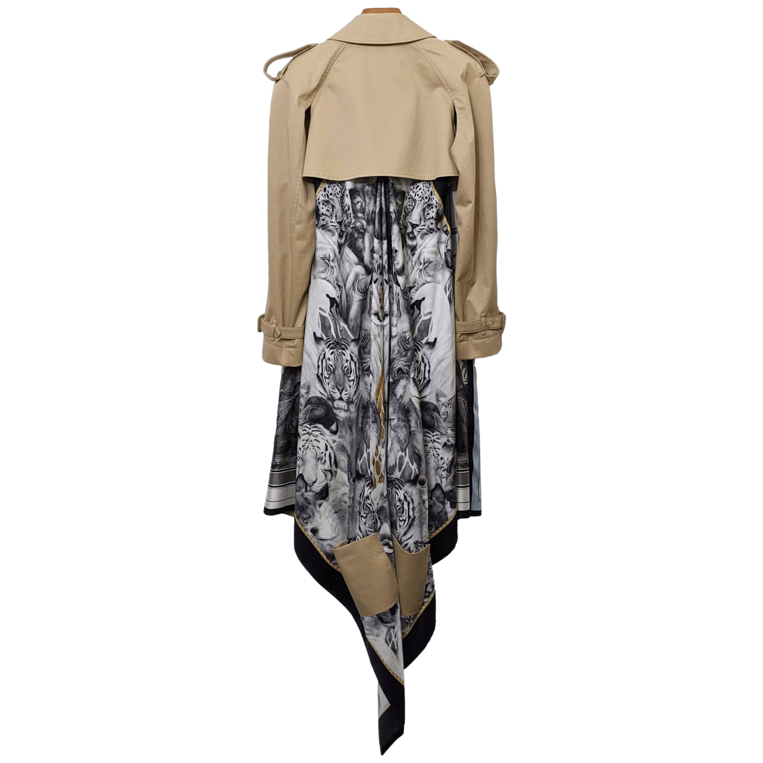 BURBERRY ANIMALIA Printed Twill Trench Coat Sz36