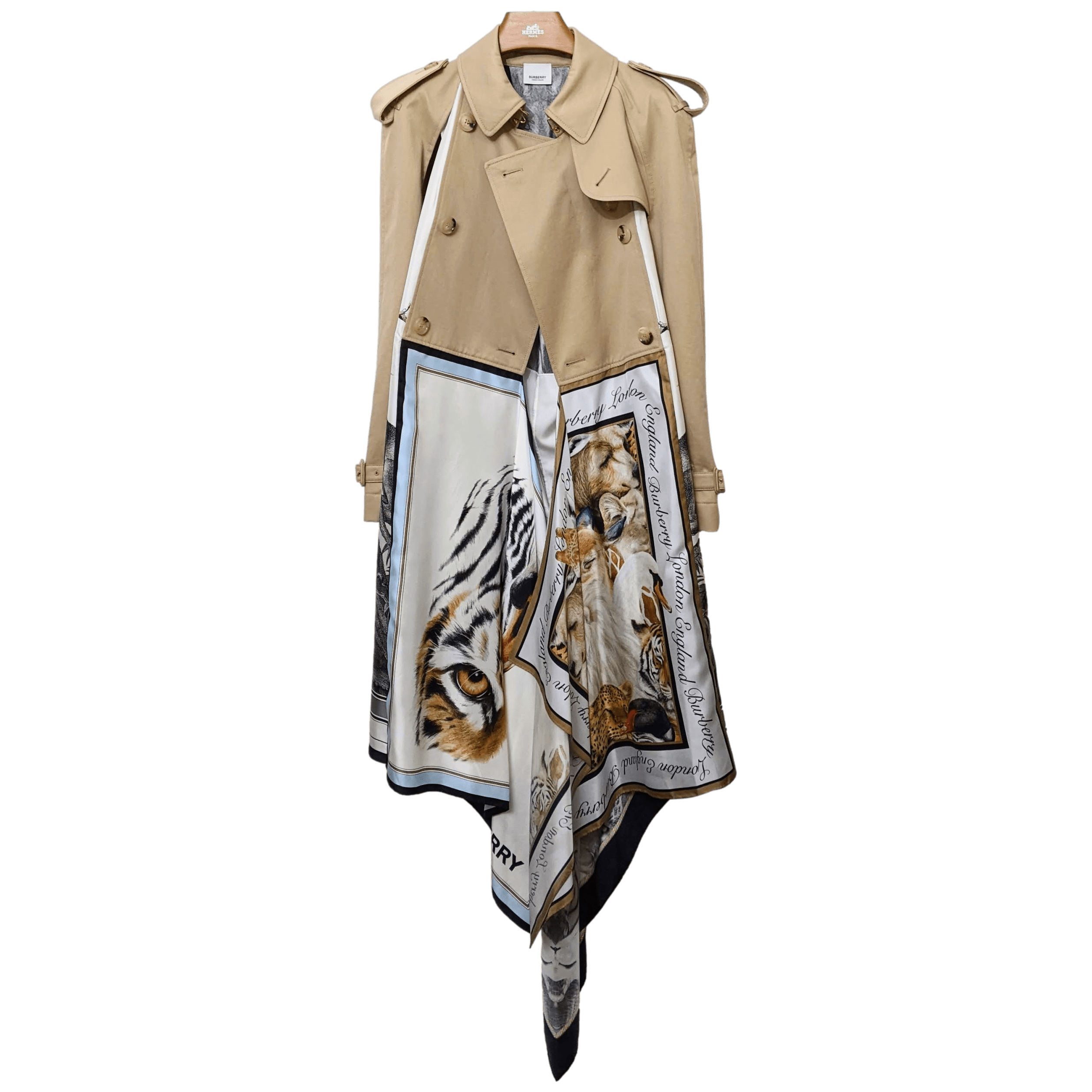 BURBERRY ANIMALIA Printed Twill Trench Coat Sz36