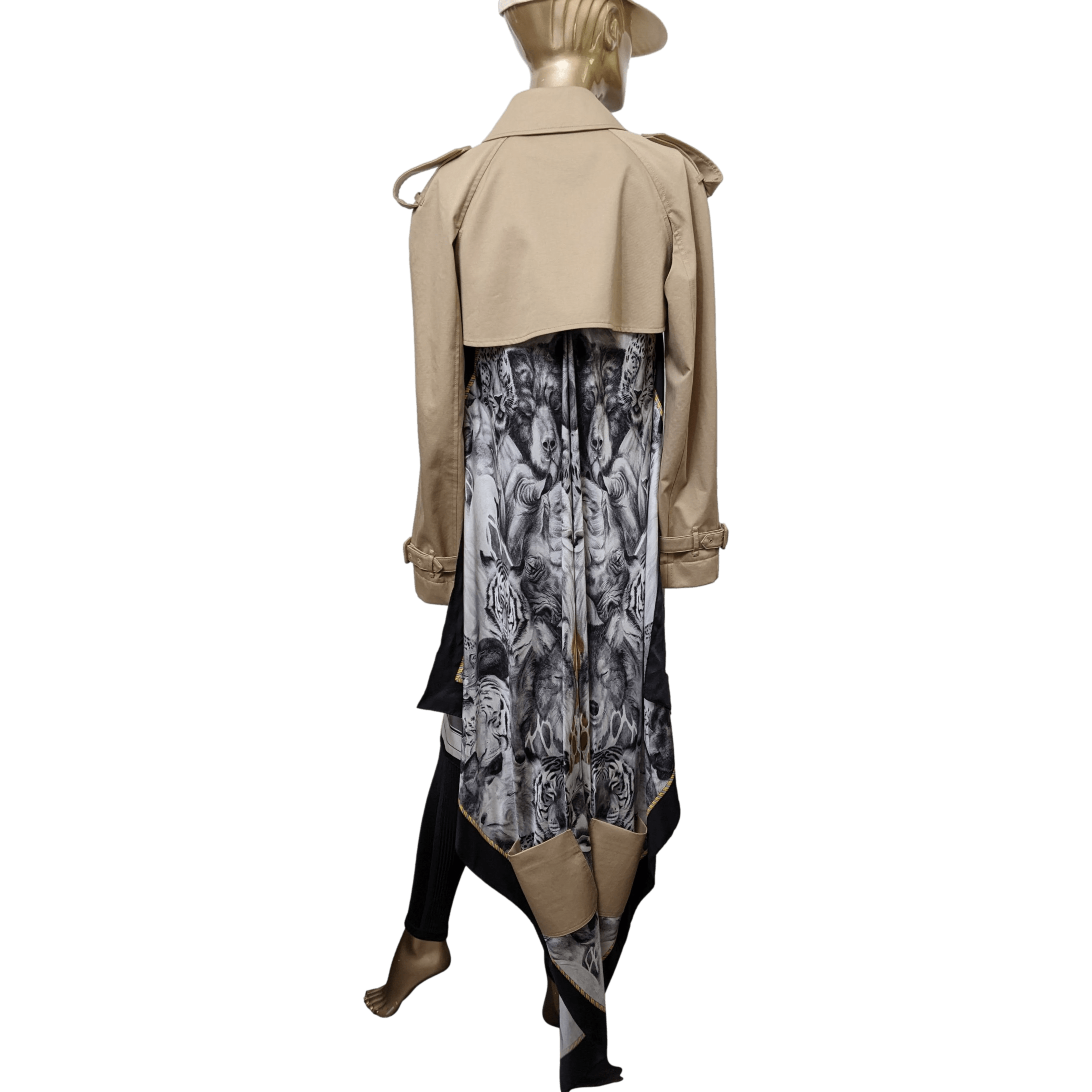 BURBERRY ANIMALIA Printed Twill Trench Coat Sz36