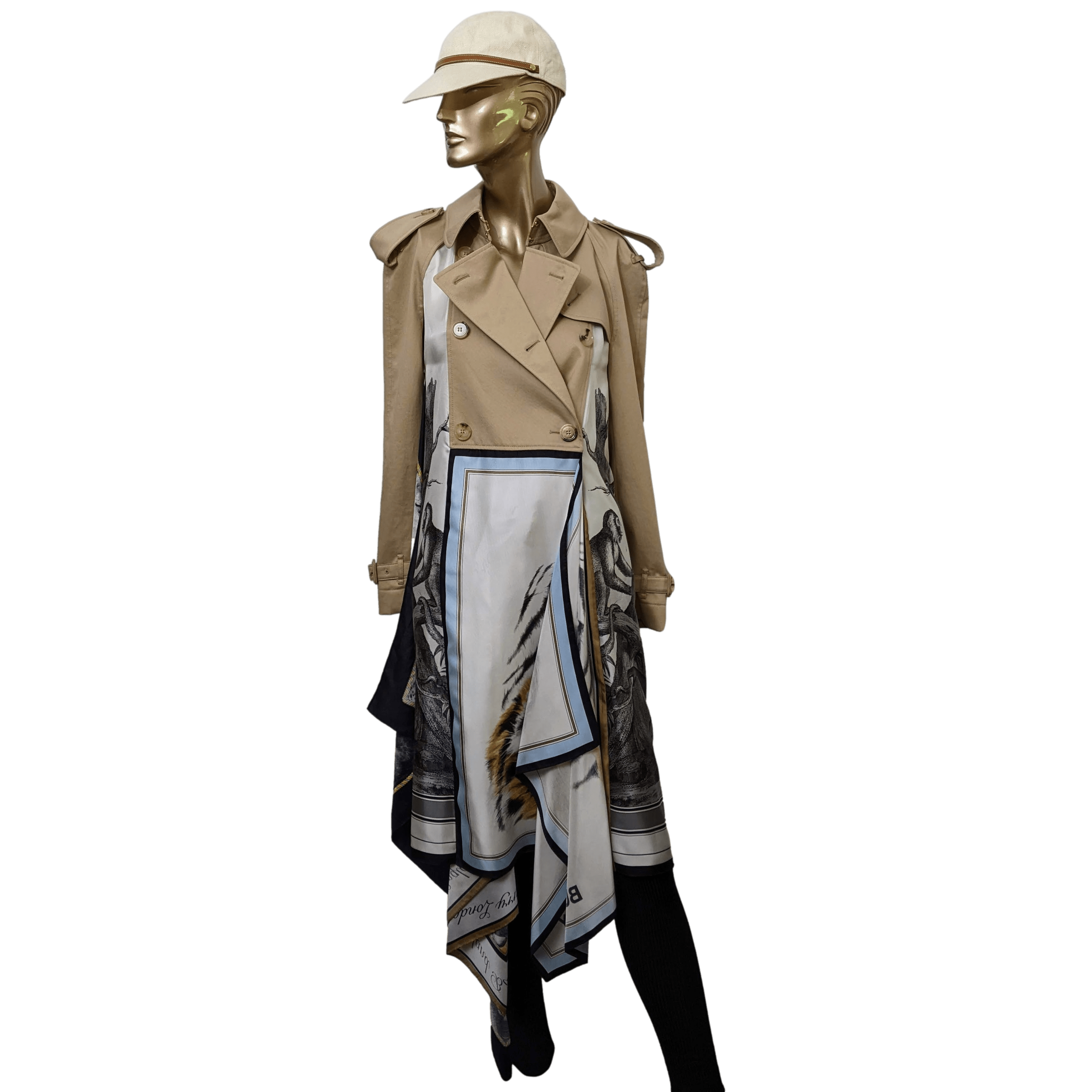 BURBERRY ANIMALIA Printed Twill Trench Coat Sz36