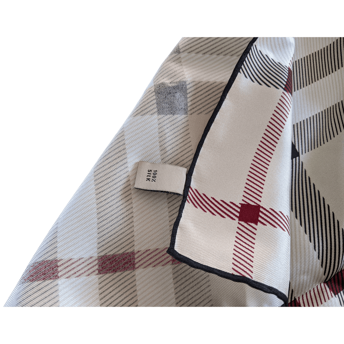 BURBERRY Beige Tartan Classic Silk Gavroche Pocket scarf 45 x 45 cm