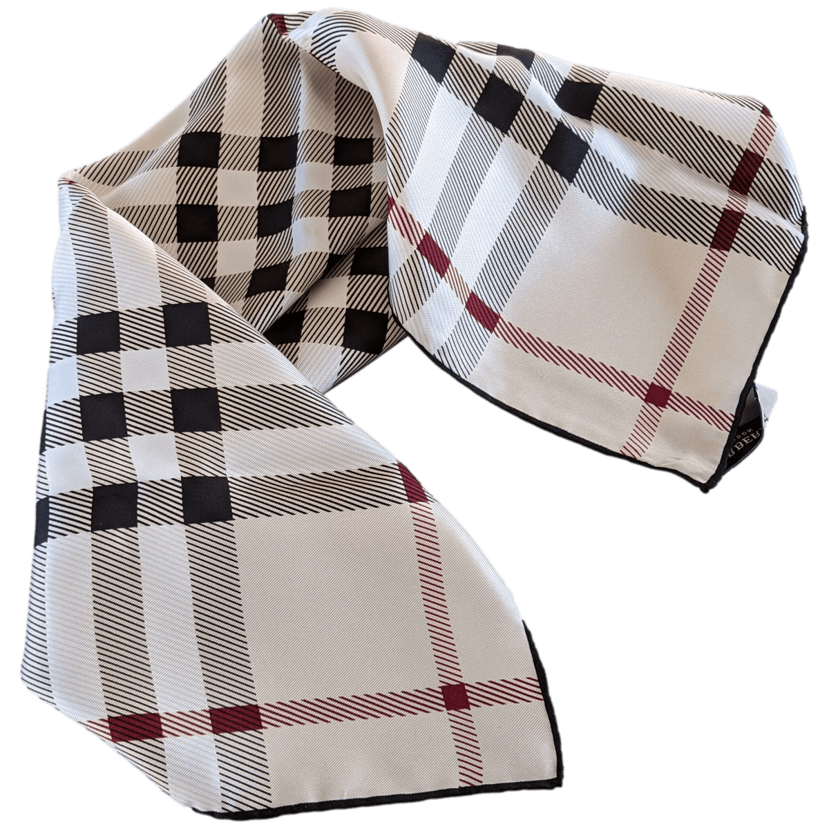 BURBERRY Beige Tartan Classic Silk Gavroche Pocket scarf 45 x 45 cm