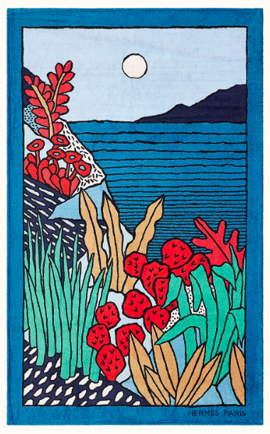 HERMES Tapis de Plage Calanques Terry Beach Towel 90 x 150 cm A20250309