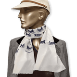 CELINE White/Navy Caleche Crepe of Silk Stole