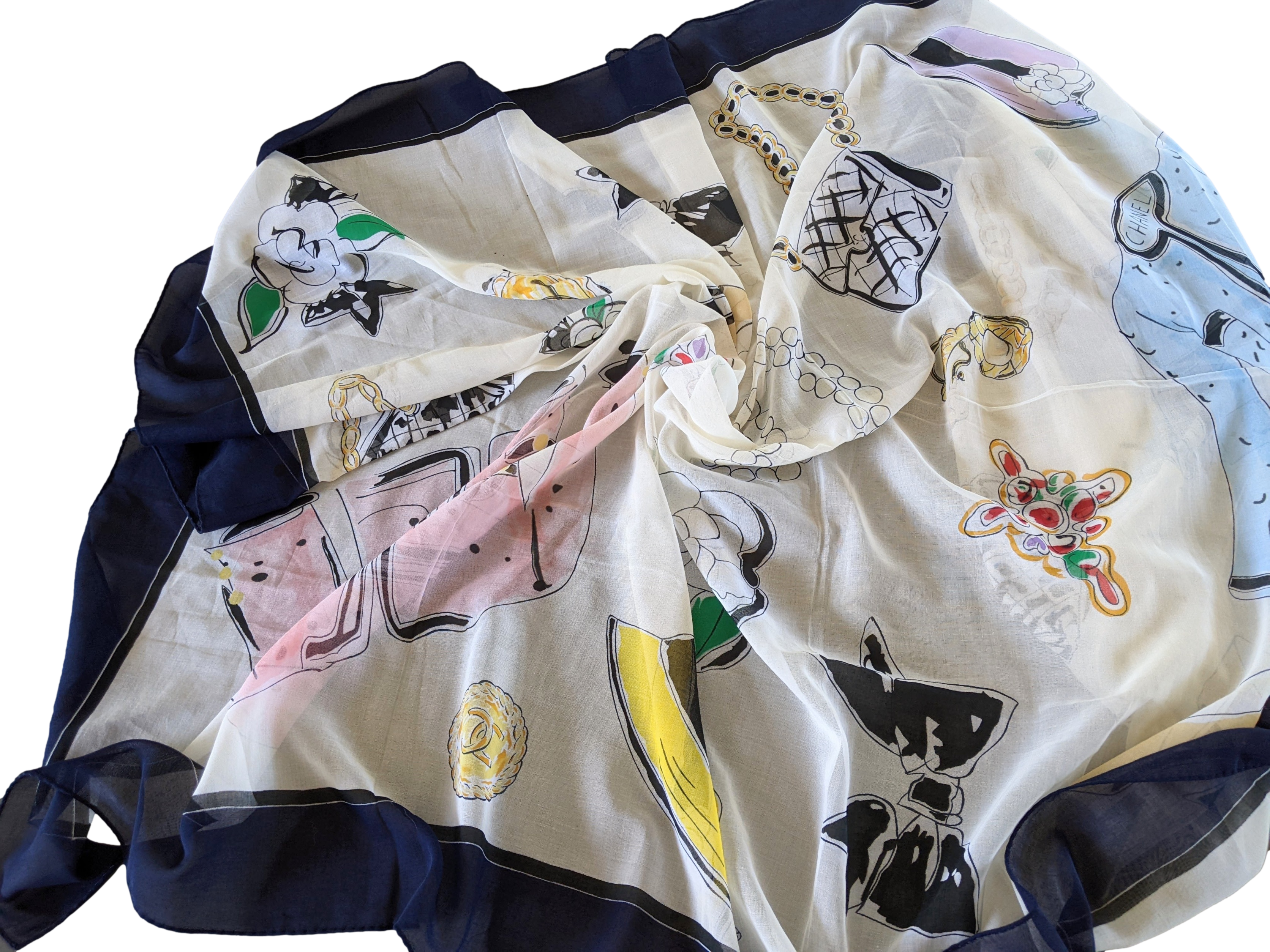 CHANEL ACCESSORIES Vintage Cotton Pareo 105 x 150 cm