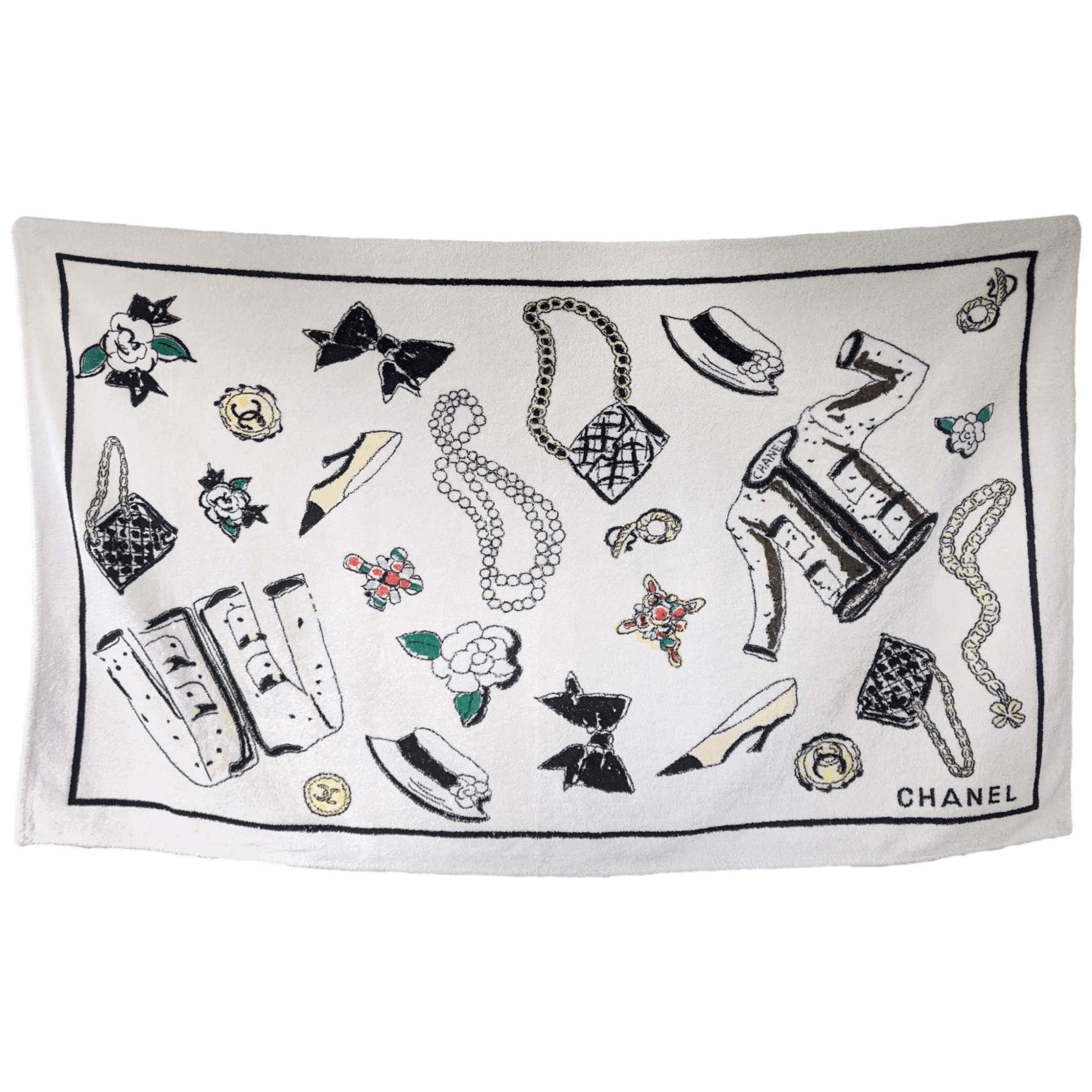 CHANEL 1994 Accessoiries y Karl Lagerfell Beach Towel  90 x 150 cm
