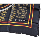 CHANEL Black Airport by Lagerfeld Special Issue Twill Silk Shawl 140