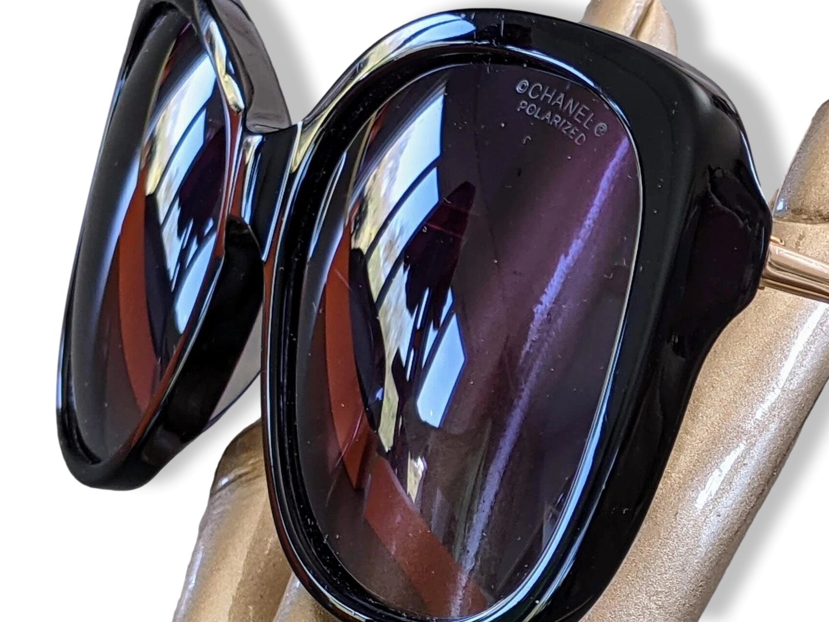 Chanel Black Acetate Pearl CC Women Polarized Sunglasses PAPILLON Ret. 490cm EUR, Mint! - poupishop