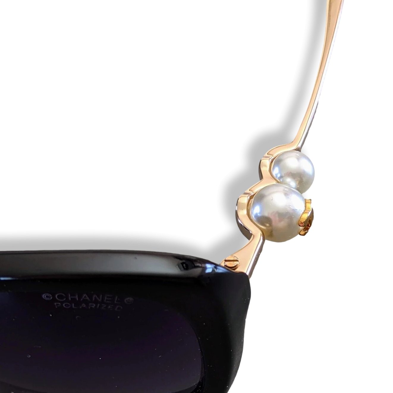 Chanel Black Acetate Pearl CC Women Polarized Sunglasses PAPILLON Ret. 490cm EUR, Mint! - poupishop