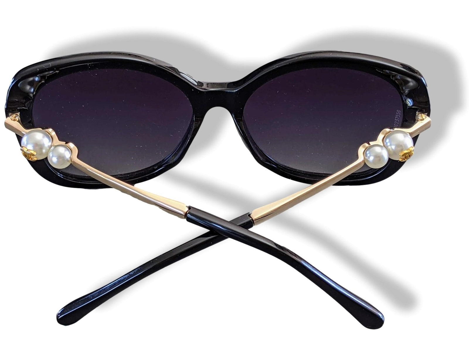 CHANEL Black Acetate Pearl CC Women Polarized Sunglasses PAPILLON
