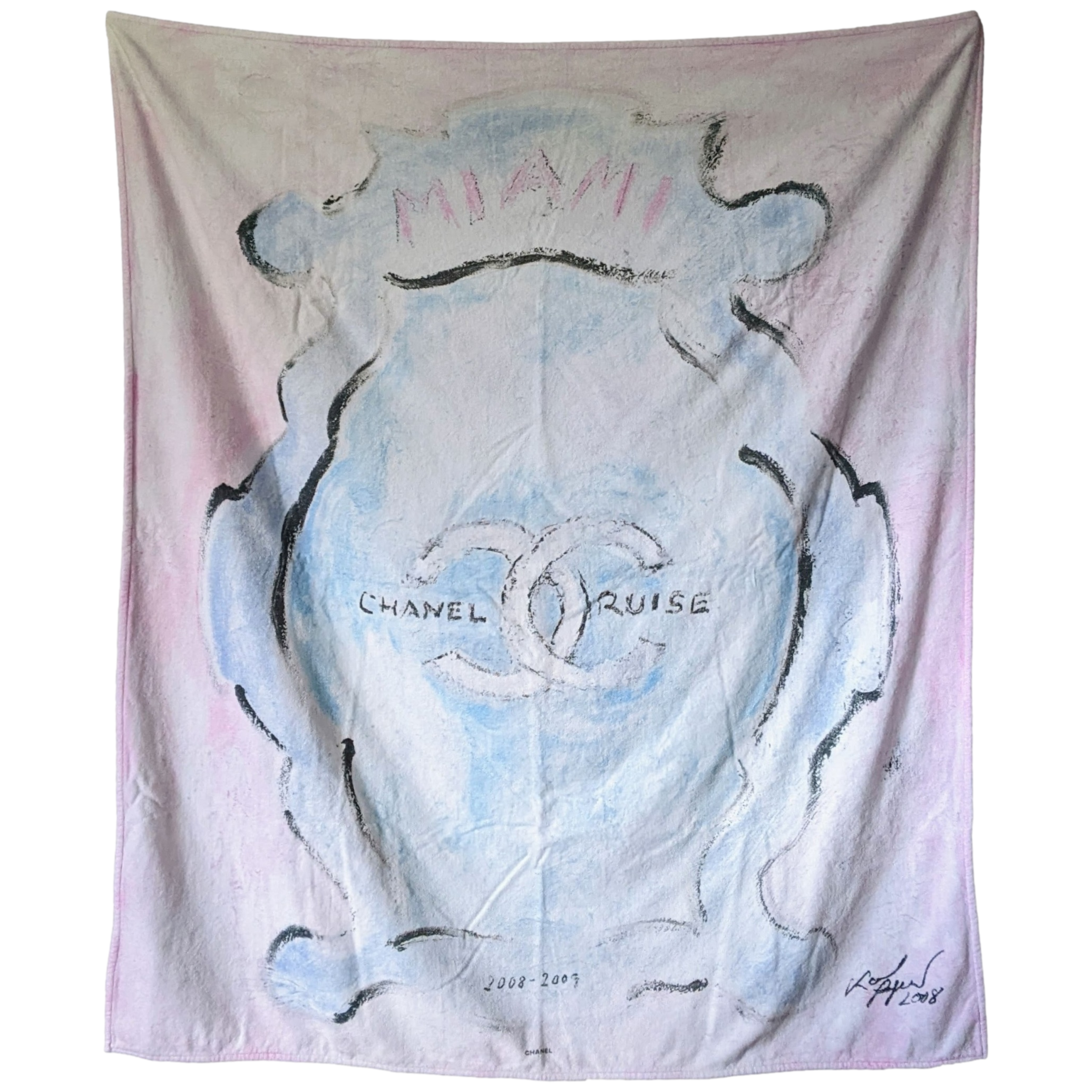 CHANEL ACCESSOIRES Terry Cotton Beach Towel 100 x 150 cm