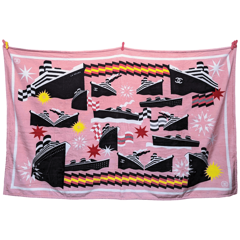 CHANEL Pink  "La Pausa" Terry Cotton Beach Towel 125 x 180 cm