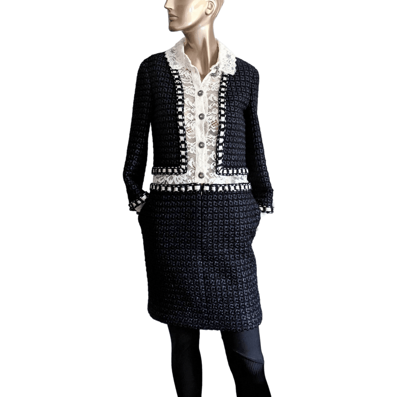 CHANEL 2015/16 METIERS D'ART PARIS - ROME Tweed Lace Dress FR36