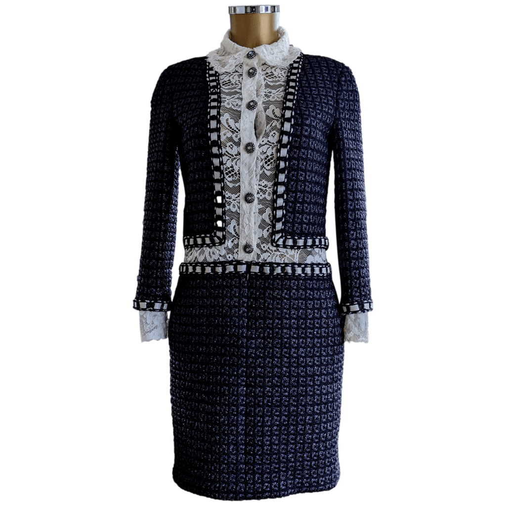 CHANEL METIERS D'ART PARIS - ROME 16A Tweed Lace Dress FR36 Rare! - Poupishop