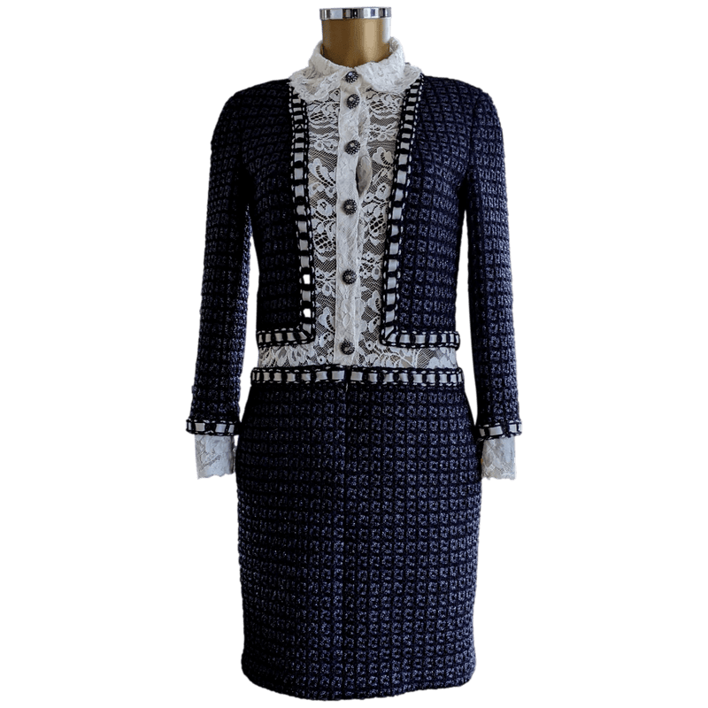 CHANEL METIERS D'ART PARIS - ROME 16A Tweed Lace Dress FR36