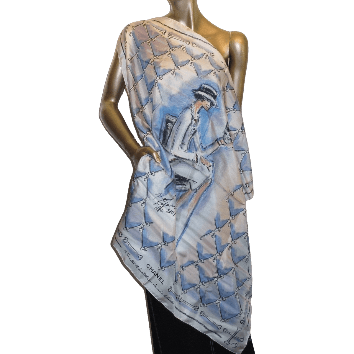 CHANEL 2009 Limited Edt 1000 Ex. Musee Maillol VANITIES Skull by Karl Lagerfeld Silk Scarf 90x 90 cm