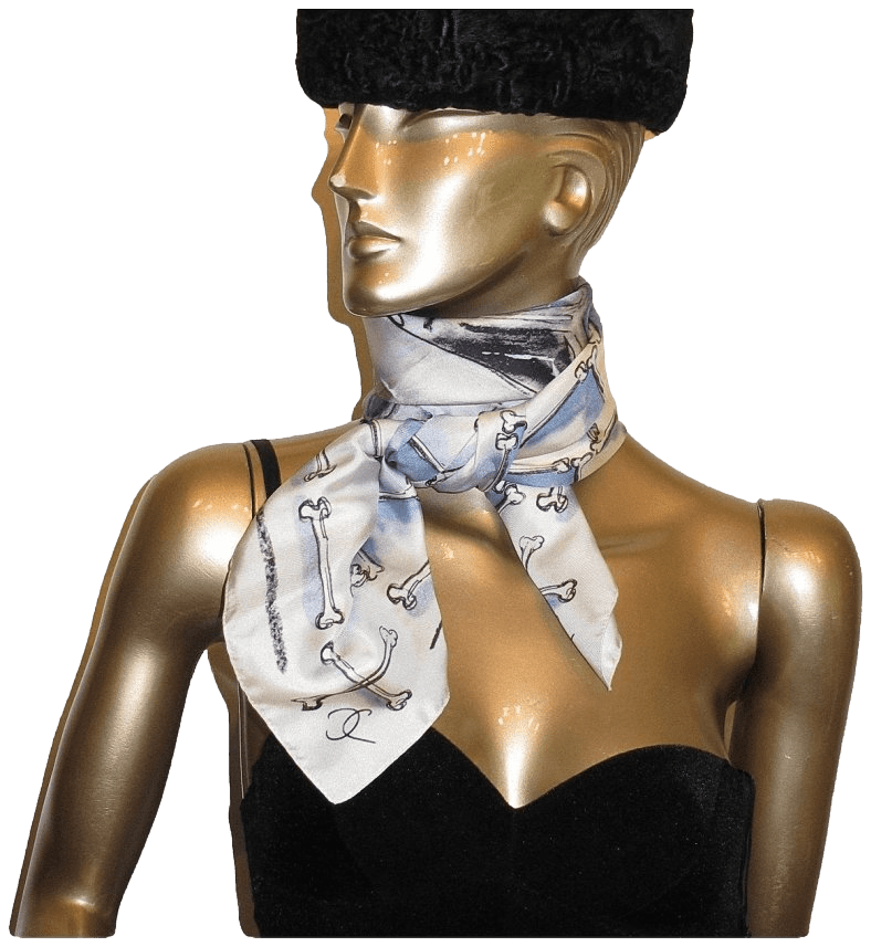 CHANEL 2009 Limited Edt 1000 Ex. Musee Maillol VANITIES Skull by Karl Lagerfeld Silk Scarf 90x 90 cm