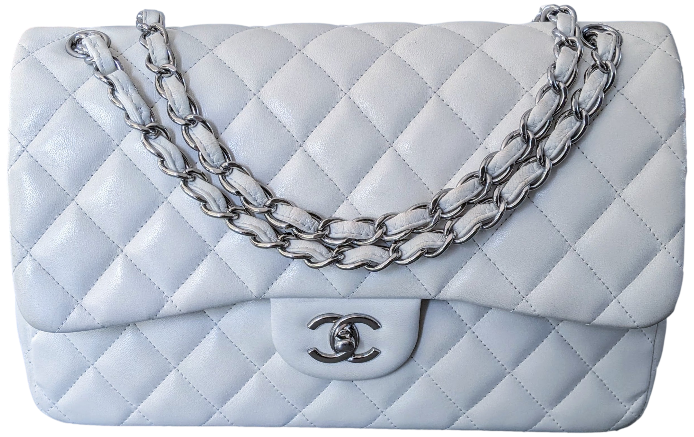 CHANEL TIMELESS CLASSIQUE JUMBO White Shoulder Bag PHW