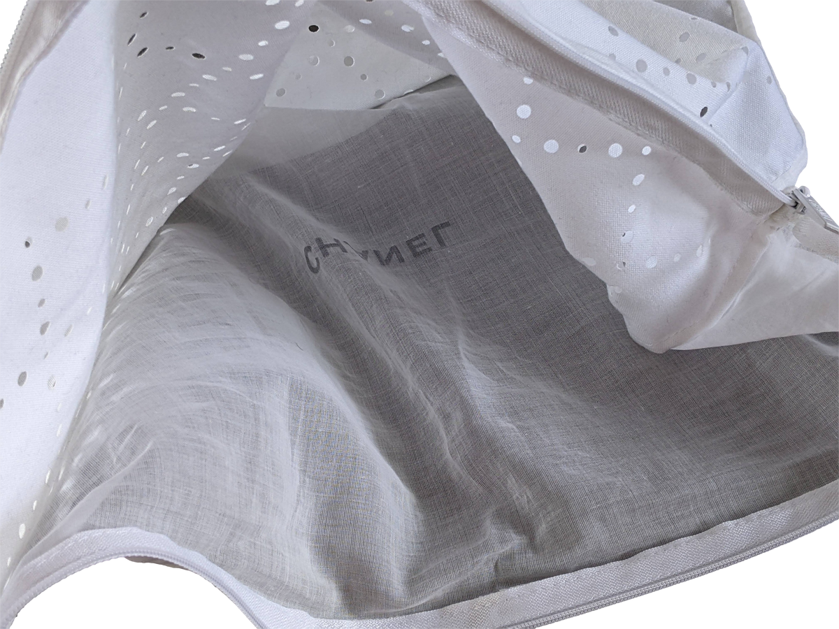 CHANEL White Perforated Zipped Dust Bag