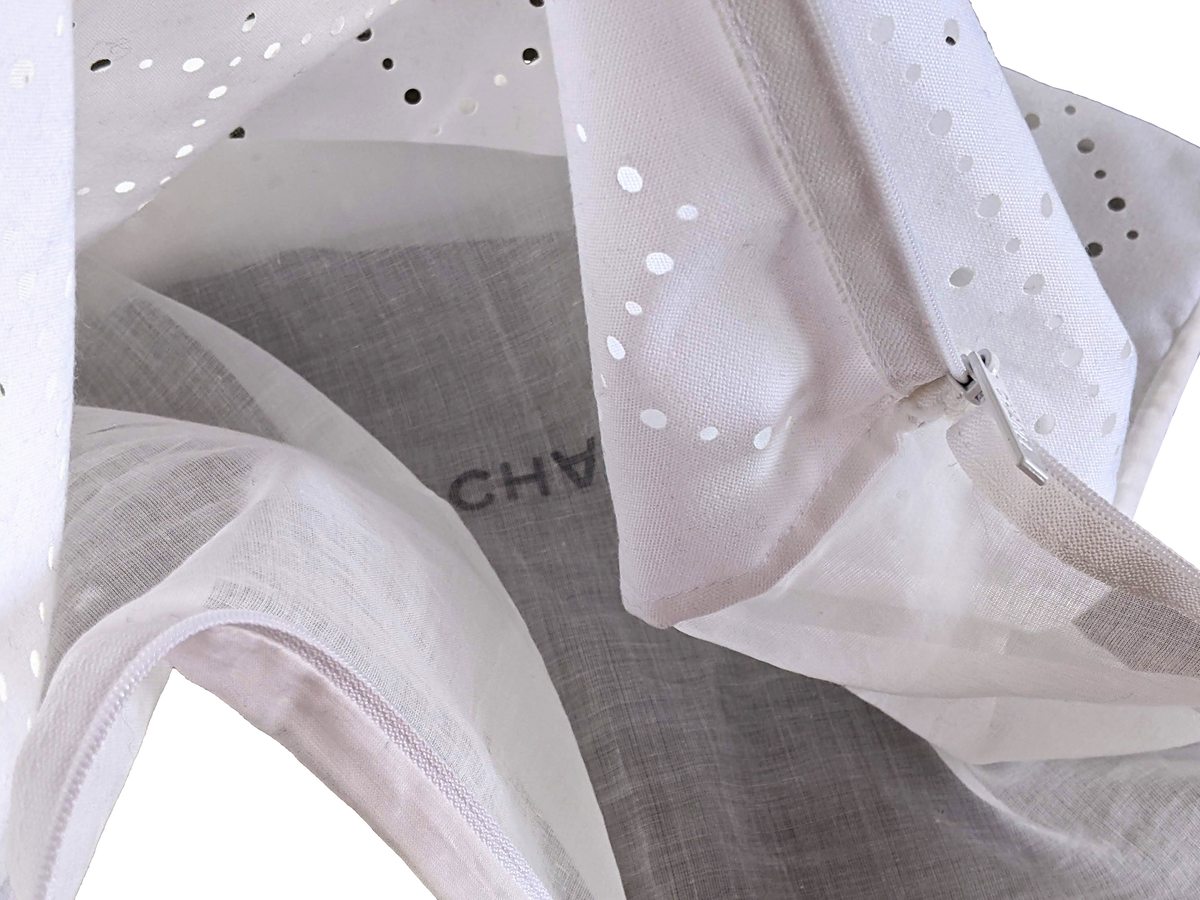 CHANEL White Perforated Zipped Dust Bag