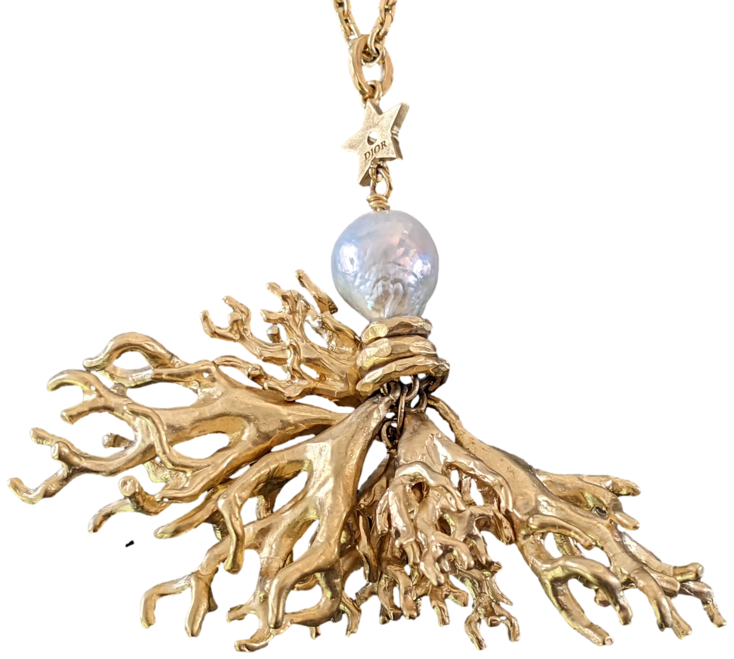 CHRISTIAN DIOR Long Pearl & Coral Necklace